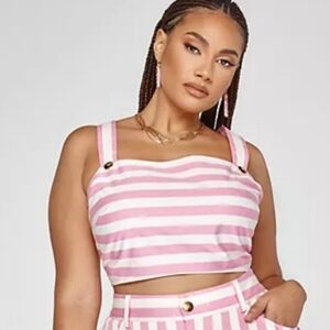 FTF x GarnerStyle Pink and White Crop Top, 0X